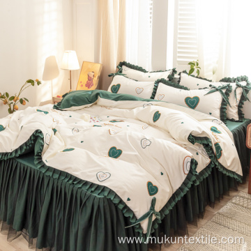 Wholesale korean printed raised bedskirt queen king size